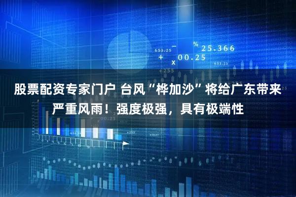 股票配资专家门户 台风“桦加沙”将给广东带来严重风雨！强度极强，具有极端性