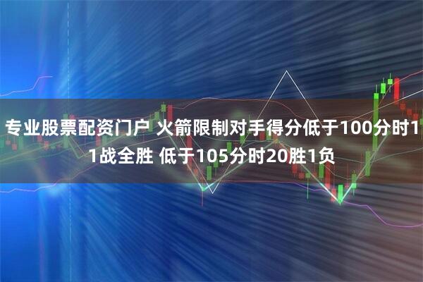 专业股票配资门户 火箭限制对手得分低于100分时11战全胜 低于105分时20胜1负